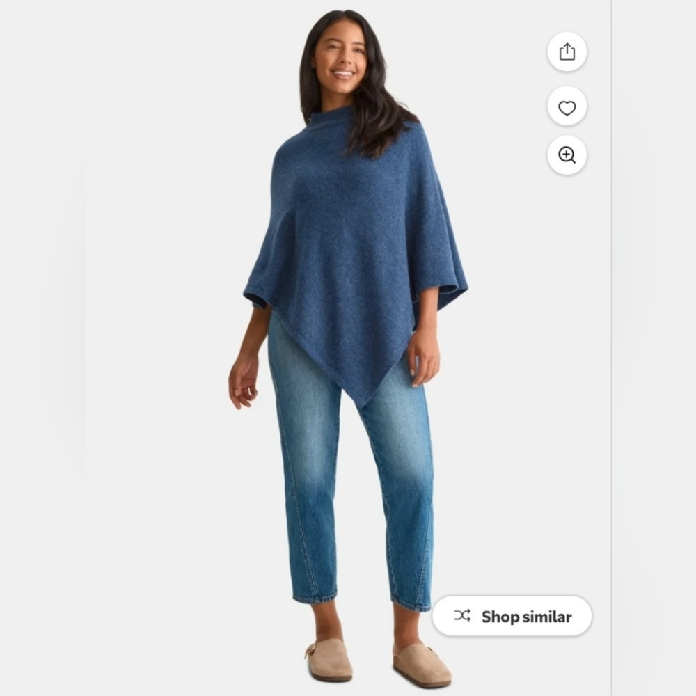 NWT Blue Super Soft Mock Neck Sweater Poncho